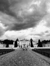 Black and white: Gloomy clouds hang over Branicki Palace in BiaÃâystok, Poland.